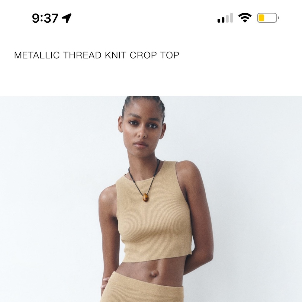 Metallic crop knit top and skirt set